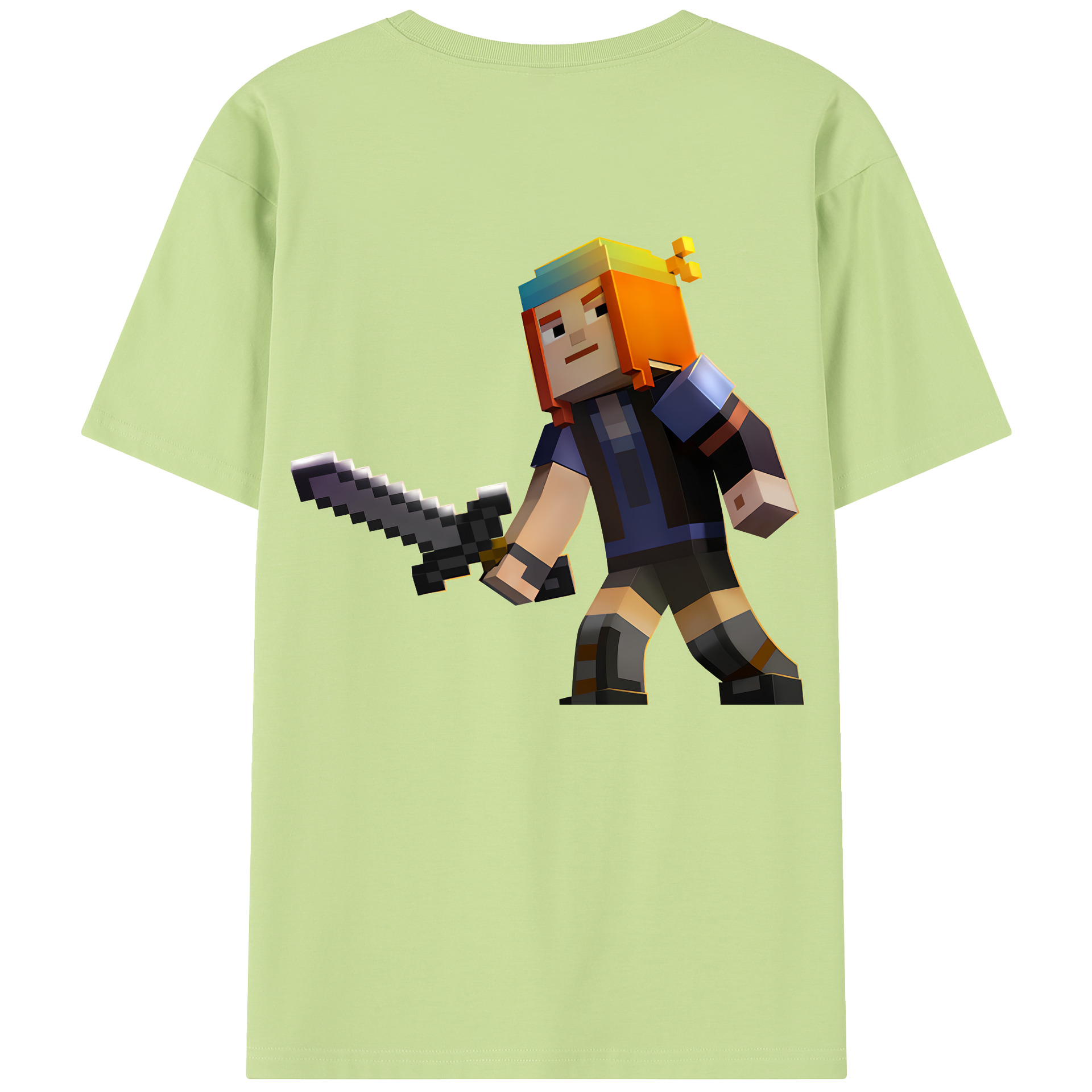 （画像用） マインクラフト ブロックの世界 Minecraft MC Block world 綿100％半袖Tシャツ（背面プリント）